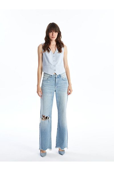 LC Waikiki Pantaloni de damă cu detalii rupte Wideleg