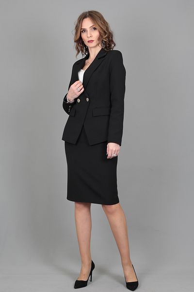 ÖNDER ÖZSOY Double Breasted Cross Jacket & Pencil Skirt Set-black