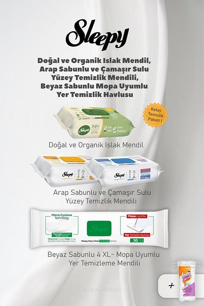 Sleepy 50 Gram Organic Cotton Wet Wipes and Surface Cleaning Towel Set