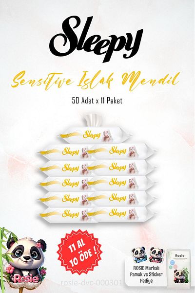 Sleepy AL 10 PAY Sleepy Sensitive Wet Baby Wipes 50 Pack and ROSIE Cotton