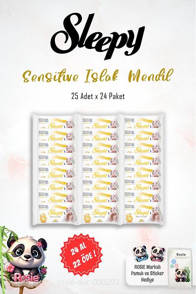Sleepy 24 PAY 22 Sleepy Sensitive Wet Wipes 25-Pack and 60-Pack ROSIE