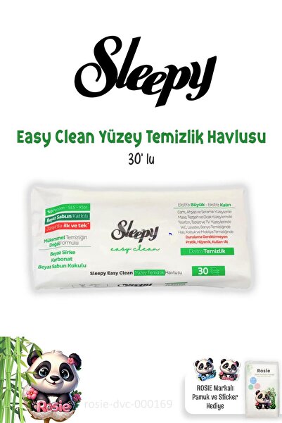 Sleepy Easy Clean Beyaz Sabunlu Yüzey Temizlik Havlusu 30' Lu Ve Rosıe Pamuk