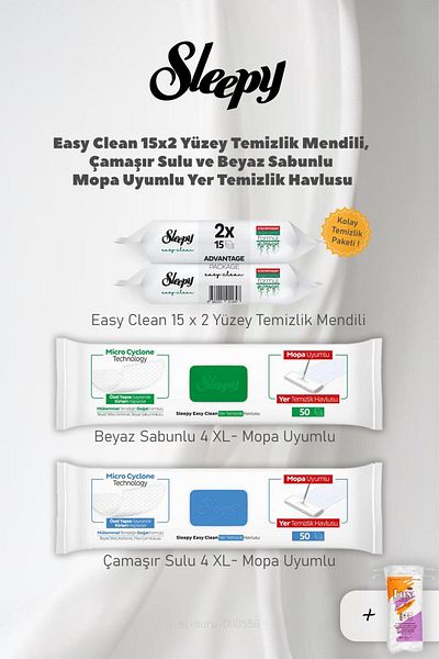Sleepy Easy Clean Surface 2 X 15 And, Mopa Compatible 4 Xl Towels, Cotton 50 grams