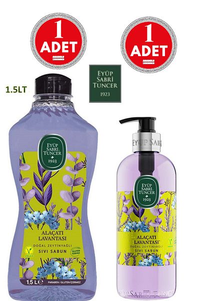 Eyüp Sabri Tuncer Alaçatı Lavender Liquid Soap Set 1500 ml and 500 ml