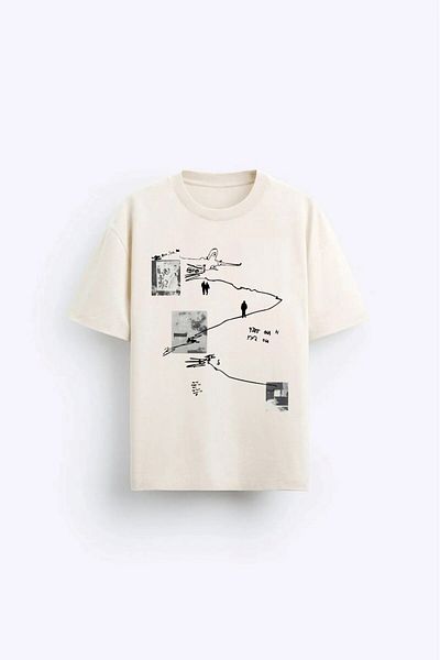 The Champ Clothing Ανδρικό μπλουζάκι μπεζ Oversize - Art Work Printed