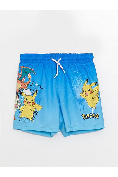 LC Waikiki LCW Boy - Spodenki kąpielowe z nadrukiem Pikachu, elastyczny pas