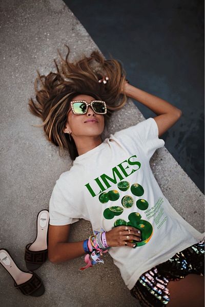 The Champ Clothing Tricou damă cu imprimeu limes cu model alb lamaie