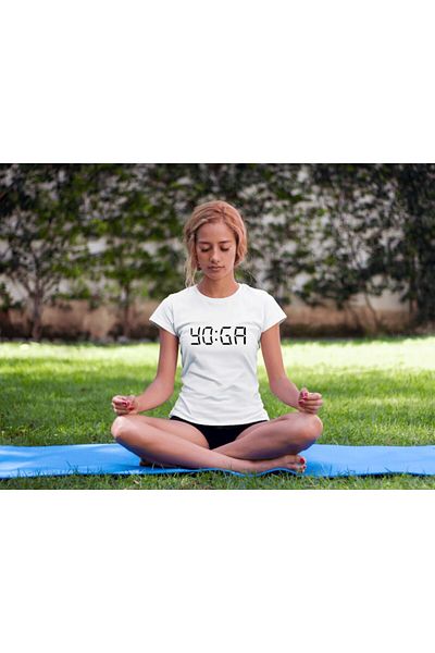 The Champ Clothing Tricou de damă cu imprimeu yoga alb