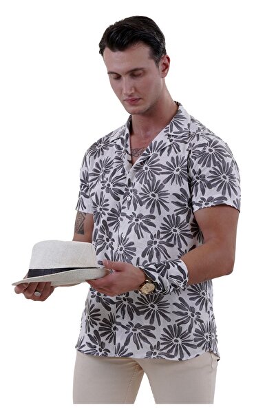 Exve Exclusive Hawaiian Comfortable Fit Black Floral Printed Summer Shirt