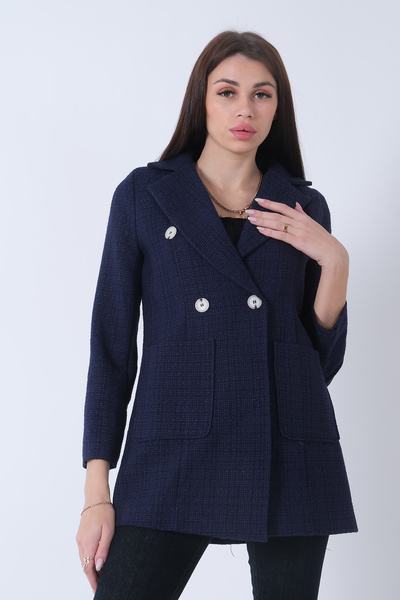 Feminist Tüvid Kumaş Ceket Lacivert 4595020