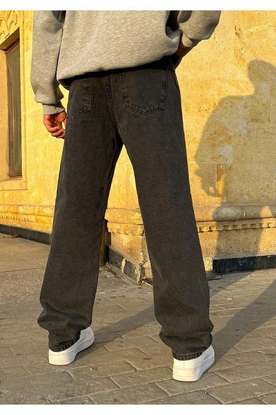 Butik Karaca Men's Baggy Fly - Loose Fit Jeans and Elastic Jeans with Belt