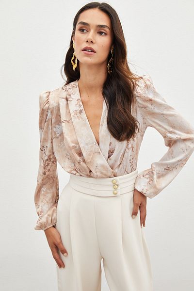 Sateen Φορμάκι CAMEL Μπλούζα με φλοράλ στάμπα