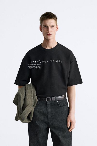 The Champ Clothing Unknown Desire Printed - Crew Neck Μαύρο Oversize ανδρικό μπλουζάκι