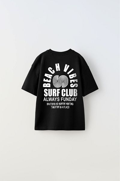 The Champ Clothing Tricou negru unisex Beach Vibes Surf Club - Imprimat cu design inversat cu text