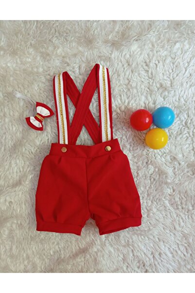 AgTasarım Kırmızı Doğum günü konsept salopet papyon