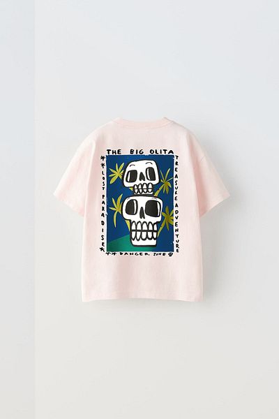 The Champ Clothing Olita Printed Pink Children's T-shirt - Skull Design