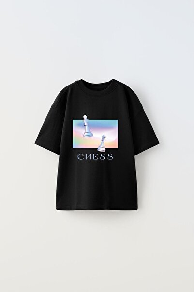 The Champ Clothing Παιδικό μπλουζάκι με στάμπα μαύρο με γραπτό σκάκι