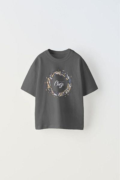 The Champ Clothing Let's Play Chess - Smoked Printed Children's T-shirt, Spinning Chess Design