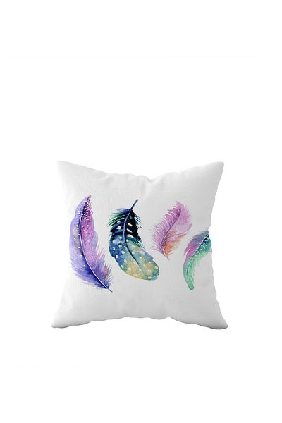linazaitun Feather Patterned Single Side Hidden Zipper Pillow Case Throw Pillow Sofa Pillow Case