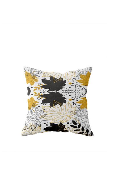 linazaitun White Leaf Pattern Single Side Hidden Zipper Pillow Case Throw Pillow Sofa Pillow Case