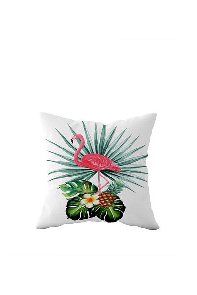 linazaitun Leaf and Filamingo Single Sided Hidden Zipper Pillow Case Throw Pillow Sofa Pillow Case