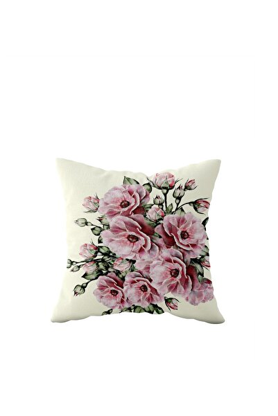 linazaitun Rose Pattern Single Side Hidden Zipper Pillow Case Throw Pillow So...