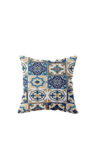linazaitun Față de pernă cu fermoar ascuns pe o singură față Blue Tile Față de pernă pentru scaun
