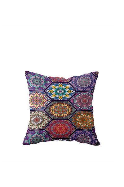 linazaitun Ethnic Tile Colorful Mosaic Single Side Hidden Zipper Pillowcase Throw Pillow Seat Pillow Case