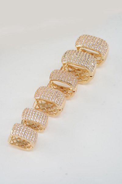 By Zeyna Aksesuar Vip Series Zircon Stone 3 Size Women's Earring Set - ZRK007