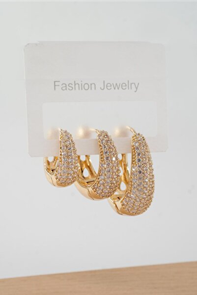 By Zeyna Aksesuar مجموعة أقراط نسائية مكونة من 3 قطع من سلسلة Vip بحجر الزركو...