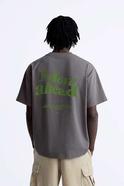 The Champ Clothing Ανδρικό μπλουζάκι με λαιμόκοψη Move Ahead Written Coordinate Printed Oversize Smoked