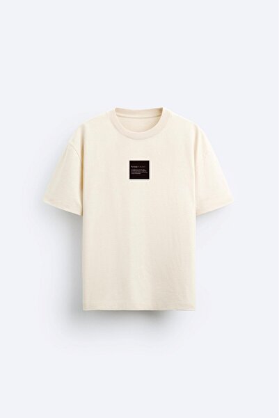 The Champ Clothing Ανδρικό μπλουζάκι Crew Neck Syzygy Written Oversize Ecru