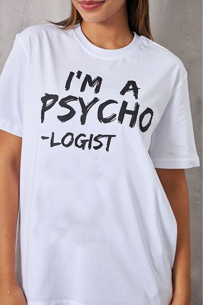 The Champ Clothing Tricou alb pentru femei - „Sunt un logist psiho” scris