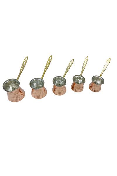SAFİR ÇAY KAZANLARI Safirim 5-Piece Copper Turkish Coffee Pot Set - Different Size