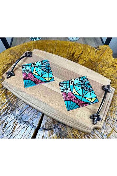 Çini Evi Geometric Patterned Wooden Tray
