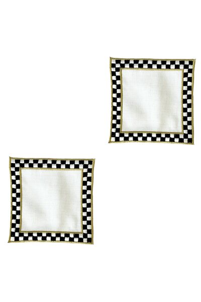 ARTER Home طقم منديل كوكتيل مربع أسود مربع مكون من قطعتين