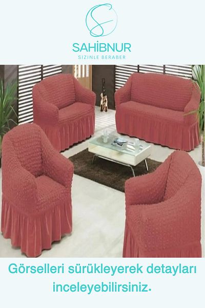 SAHİBNUR BürümcüK sofa and sofa set - sofa Bed Cover, seat Cover, with Elastic and sKirt, for 3+2+1+1 set 3211