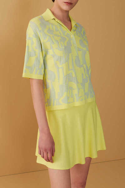 Mısırlı Women's Polo Collar Yellow Sweater