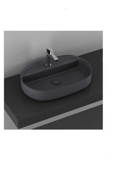 İsvea Infinity Batarya Delikli Tezgah Üstü Lavabo 60 Cm Antrasit Extra 10nf65060