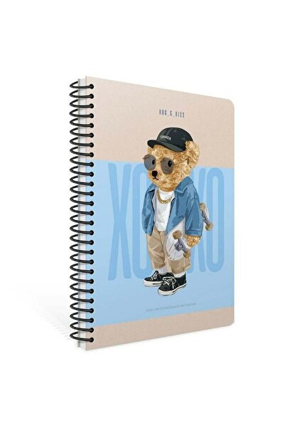 Gıpta Xoxo Spiralli Mavi Sert Kapak 120 Yaprak 17*24 Kareli Defter