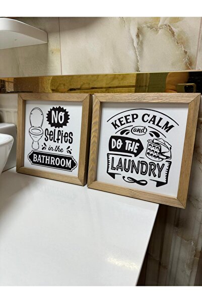 woodhomeworks Home , Banyo için Modern Ahşap Çerçeveli Tablo