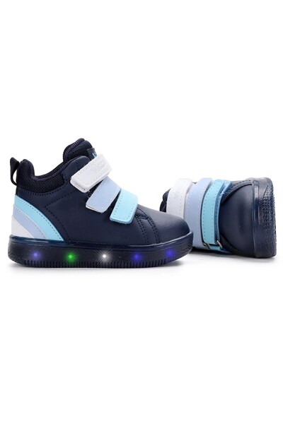 Vicco Rainbow Bilekli Işıklı Bantlı Çocuk Sneaker Bot Lacivert