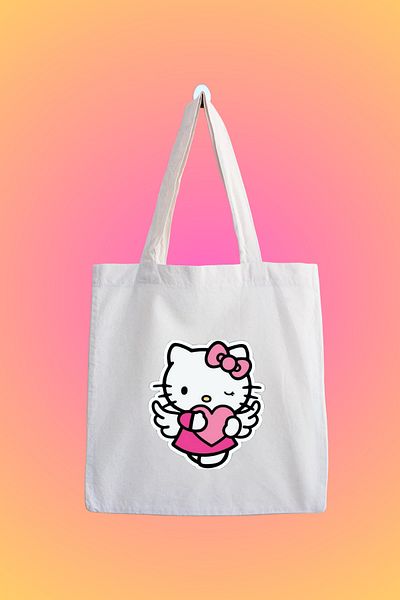 designedfy Hello Kitty Waterproof Printed Cloth Bag