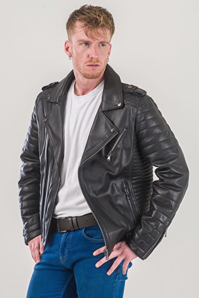 Ata Leather Bodda Erkek Hakiki Deri Ceket Siyah Renk