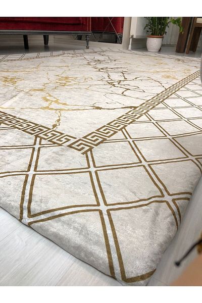 Madame Clean Home غطاء سجاد مطاطي هرمي كريمي مخملي - 4 م2 160x230