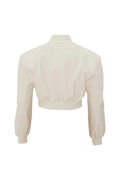 NOK İSTANBUL Cool Mode Series Padded Crop Bomber Ecru