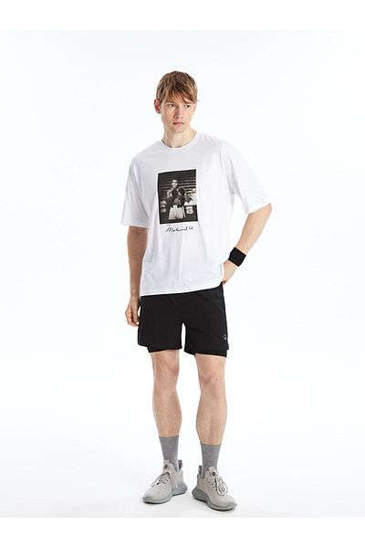 LC Waikiki Muhammad Ali bedrucktes Dry-Tech-T-Shirt für Herren – Rundhalsausschnitt, kurze Ärmel