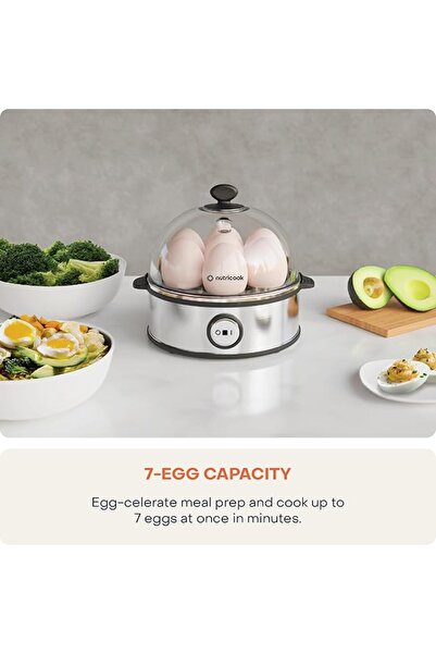 Nutricook Gümüş Renk Otomatik Kapanan  Hızlı Yumurta Pişirici: 7 Yumurta Kapasiteli