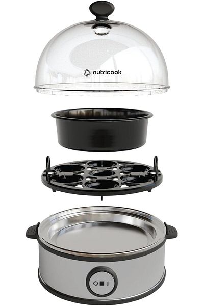 Nutricook Gümüş Renk Otomatik Kapanan  Hızlı Yumurta Pişirici: 7 Yumurta Kapasiteli