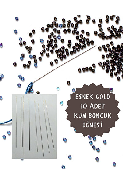 Eskişehir hobi sanat 10cm 10 Adet Gold Kum Boncuk Iğnesi Miyuki Peyote , Tuğl...